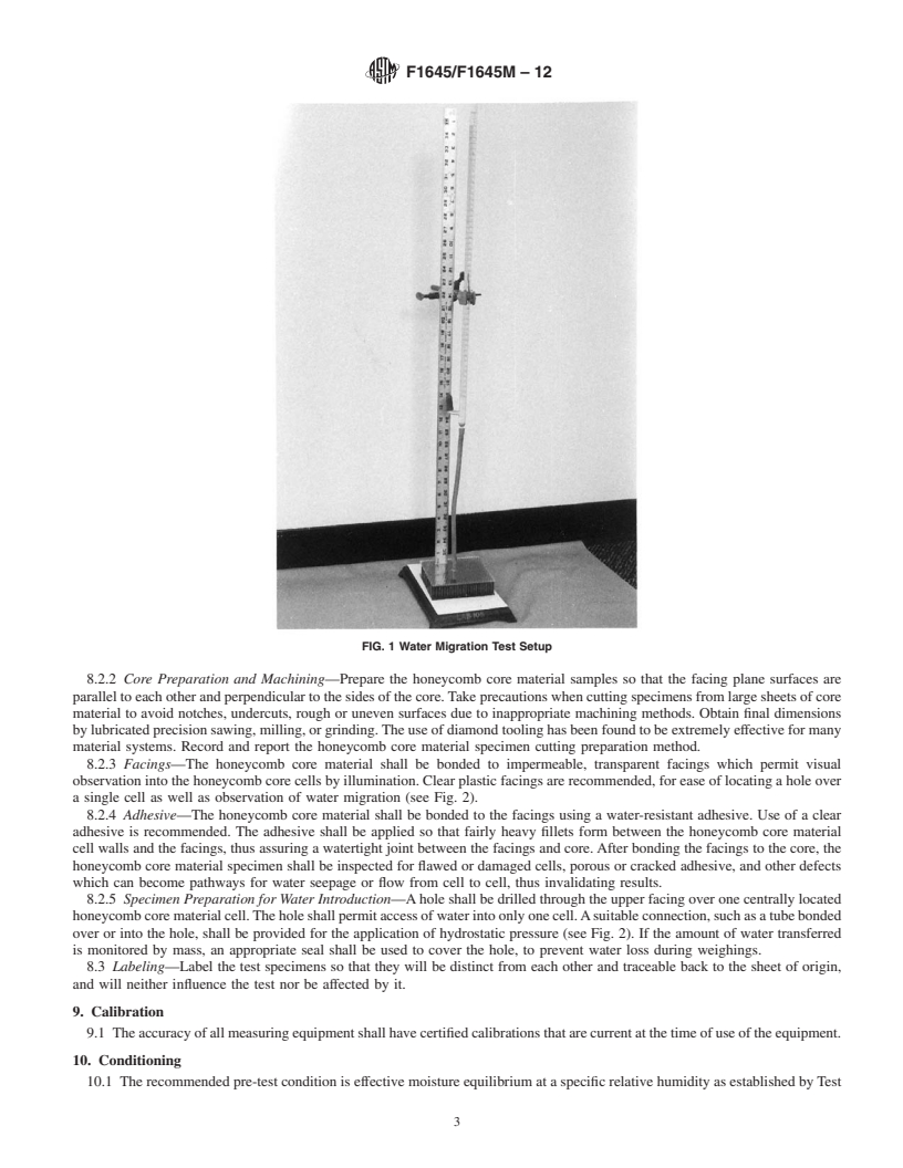 REDLINE ASTM F1645/F1645M-12 - Standard Test Method for  Water Migration in Honeycomb Core Materials