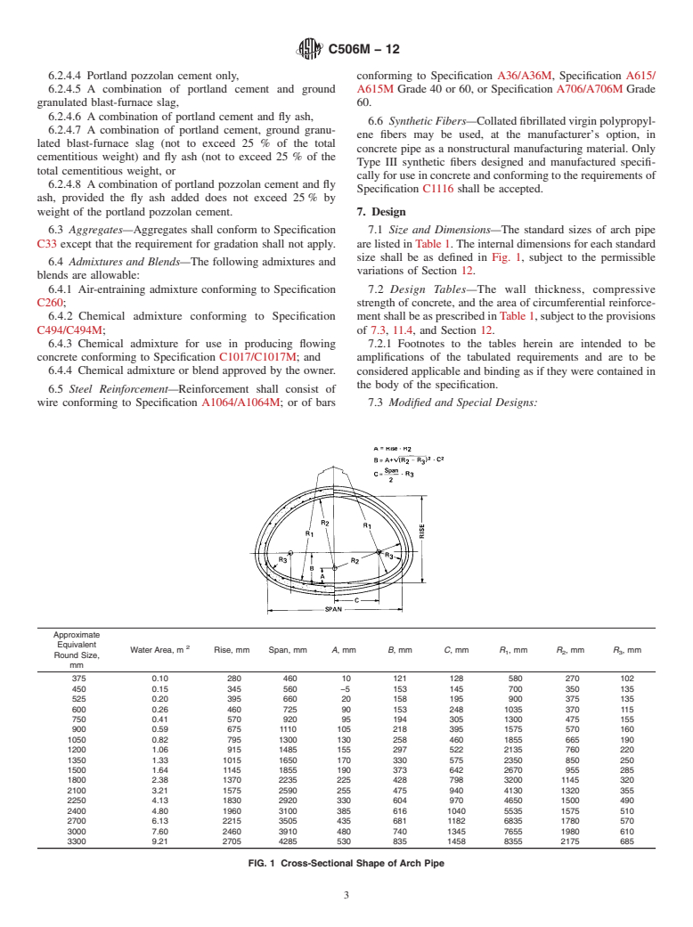 ASTM C506M-12 - Standard Specification for  Reinforced Concrete Arch Culvert, Storm Drain, and Sewer Pipe (Metric)