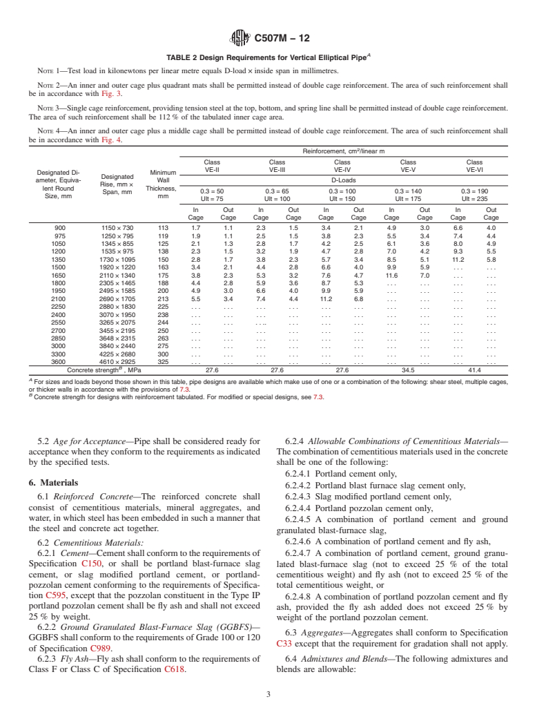 ASTM C507M-12 - Standard Specification for  Reinforced Concrete Elliptical Culvert, Storm Drain, and Sewer Pipe (Metric)