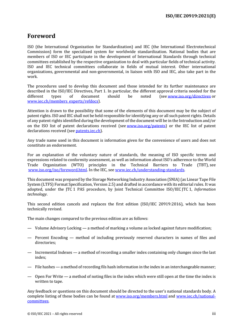 ISO/IEC 20919:2021 - Information technology — Linear tape file system (LTFS) Format specification
Released:7/27/2021