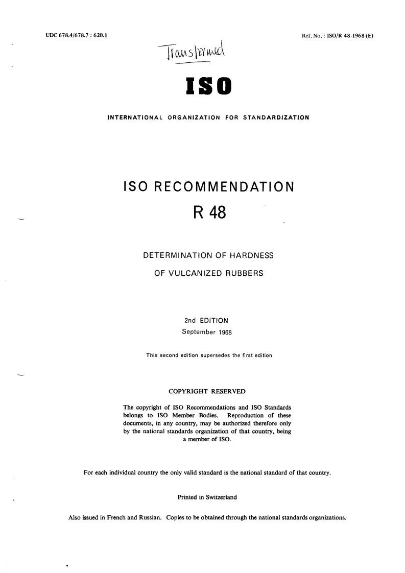 ISO/R 48:1968 - Title missing - Legacy paper document
Released:1/1/1968