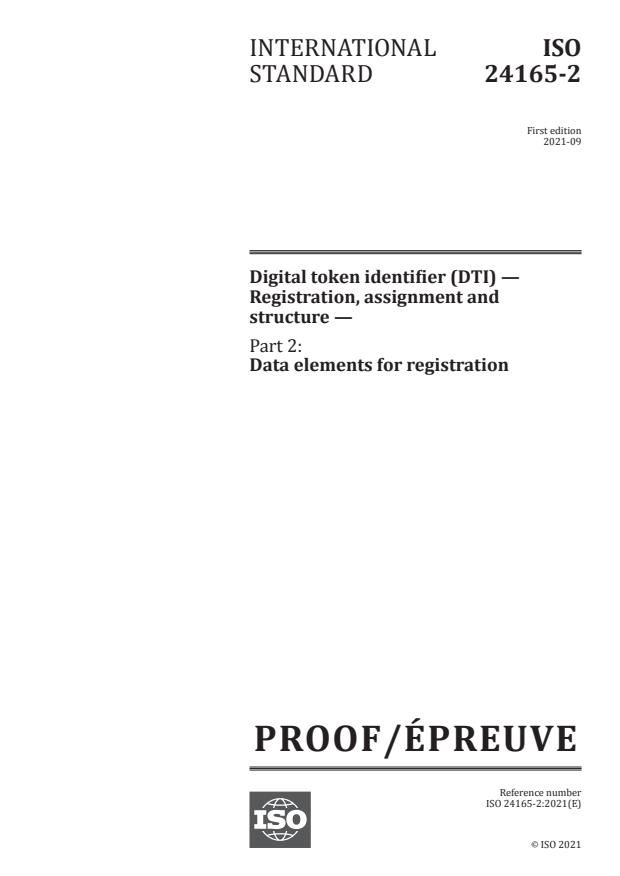 ISO/PRF 24165-2:Version 14-avg-2021 - Digital token identifier (DTI) -- Registration, assignment and structure