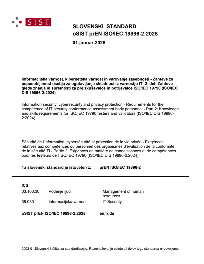 prEN ISO/IEC 19896-2:2025 - BARVE