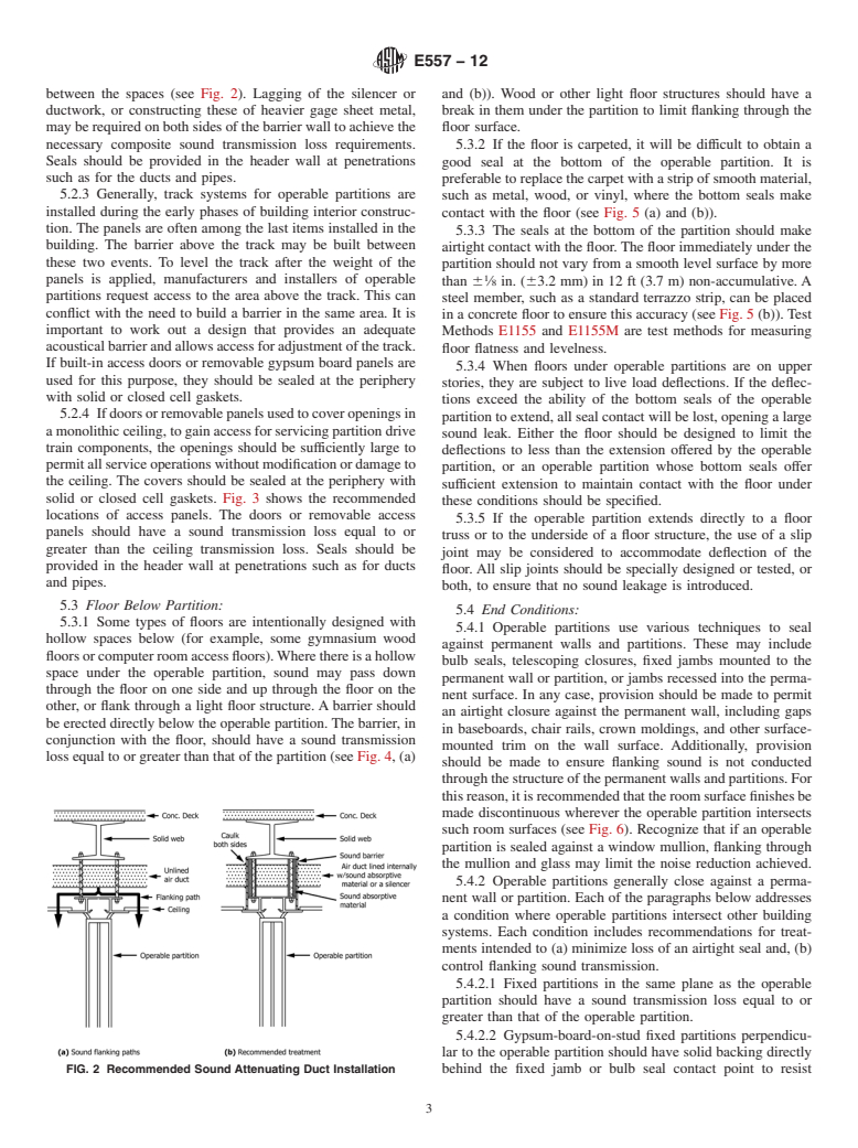 ASTM E557-12 - Standard Guide for Architectural Design and Installation Practices for Sound Isolation between Spaces Separated by Operable Partitions