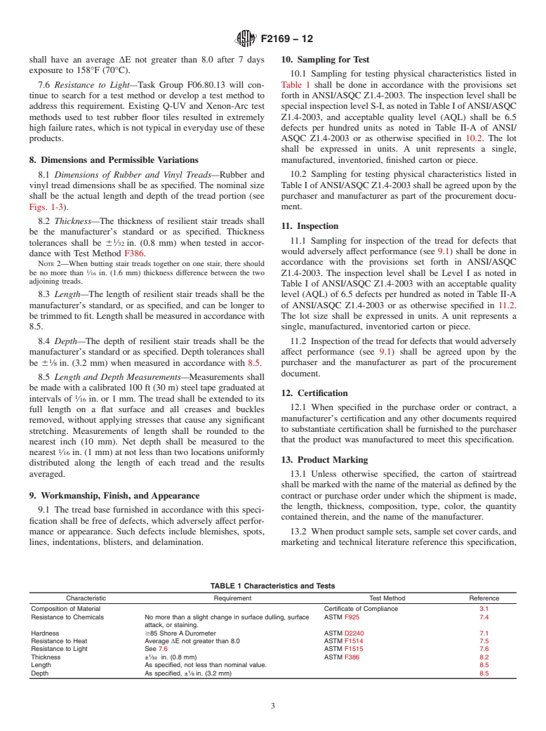 ASTM F2169-12 - Standard Specification for Resilient Stair Treads