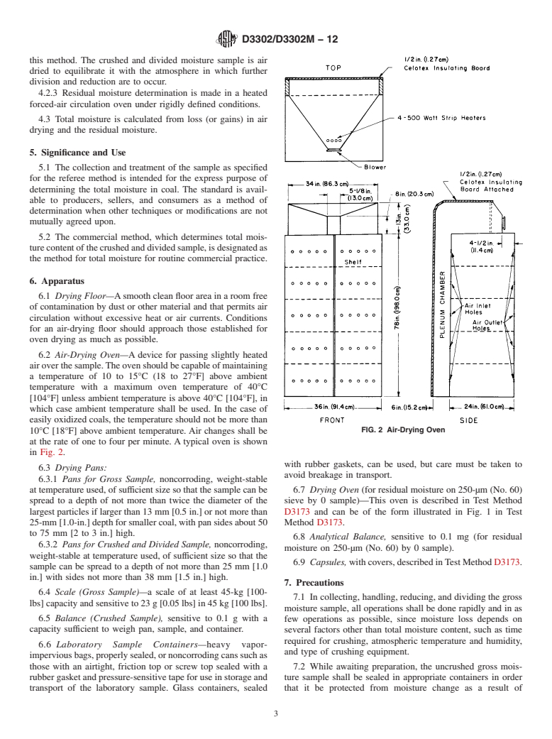 ASTM D3302/D3302M-12 - Standard Test Method for  Total Moisture in Coal