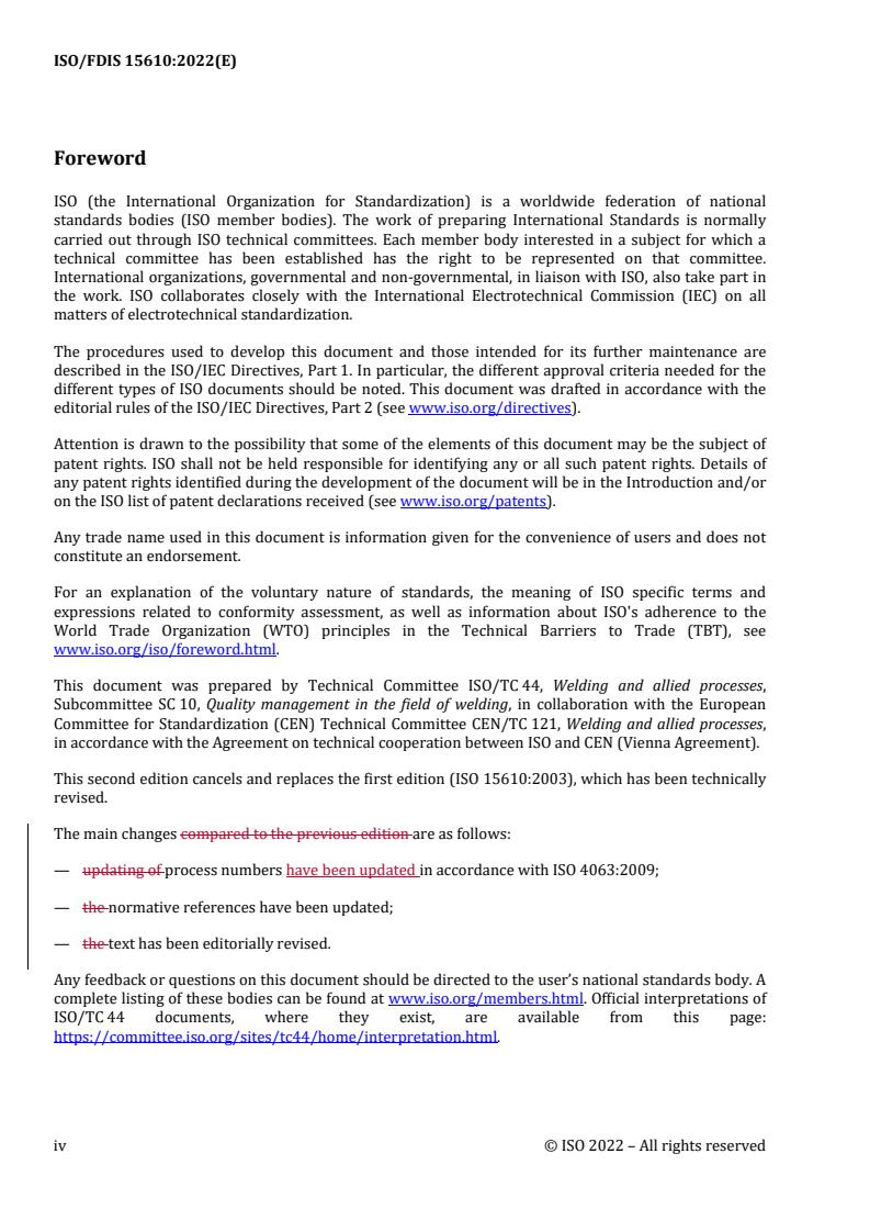 ISO 15610:2023 REDLINE ISO 15610:2023 - Specification and qualification of welding procedures for metallic materials — Qualification based on tested welding consumables
Released:9/20/2022 - Page 4 preview