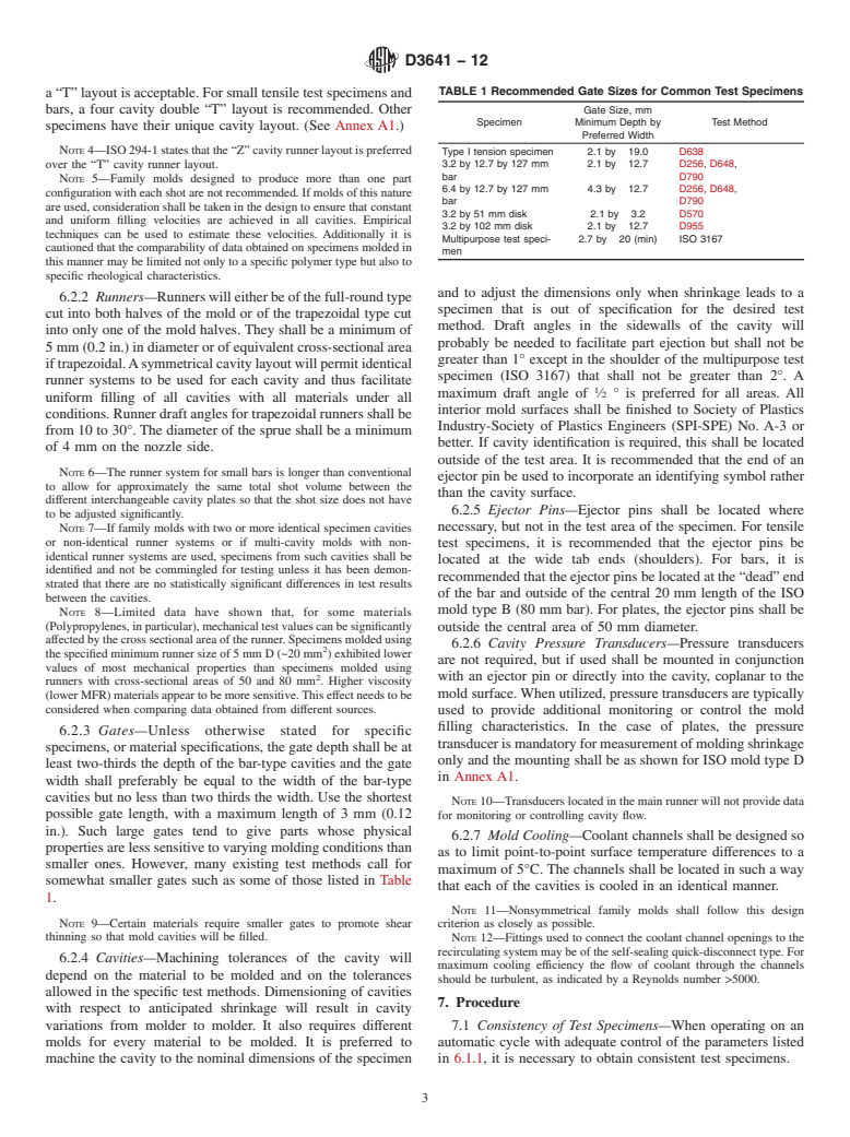 ASTM D3641-12 - Standard Practice for Injection Molding Test Specimens of Thermoplastic Molding and Extrusion Materials