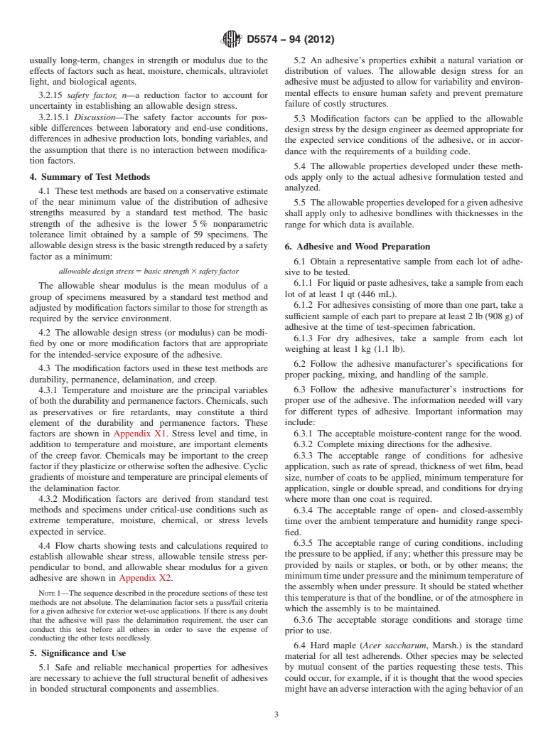 ASTM D5574-94(2012) - Standard Test Methods for  Establishing Allowable Mechanical Properties of Wood-Bonding Adhesives for Design of Structural Joints