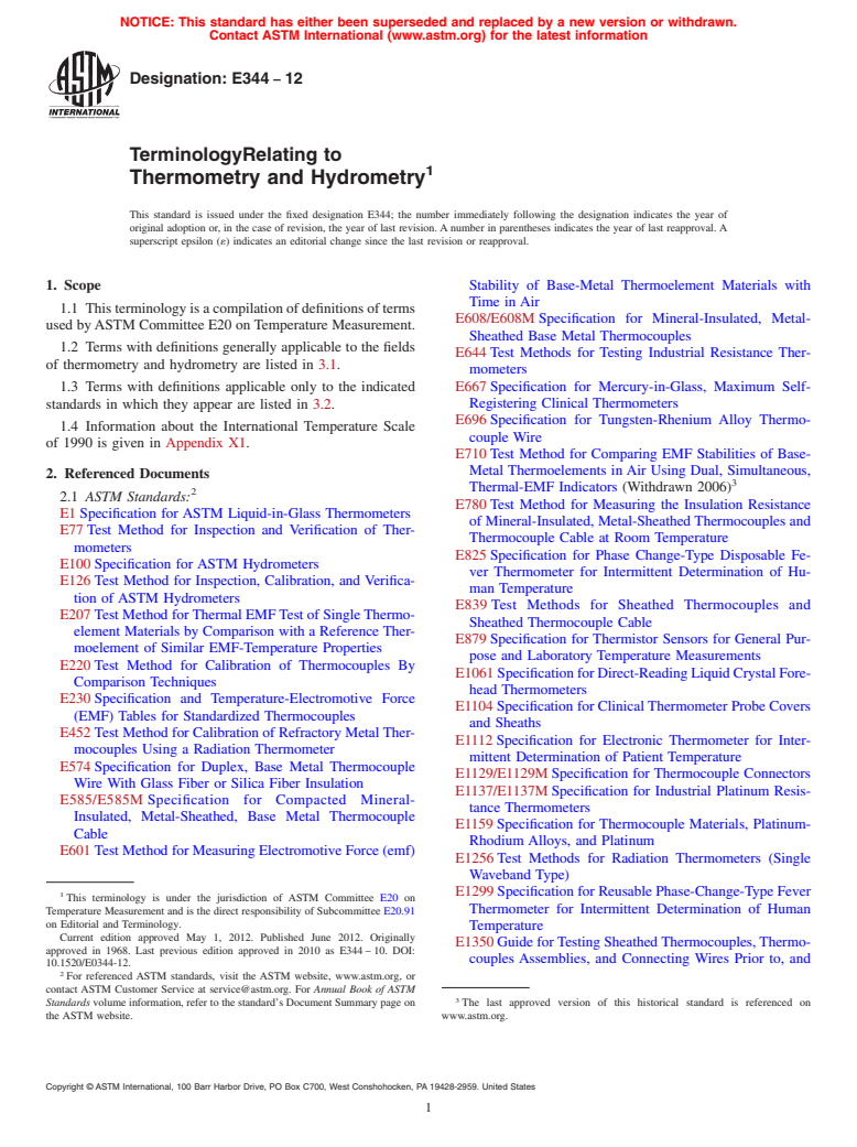 ASTM E344-12 - Terminology Relating to  Thermometry and Hydrometry