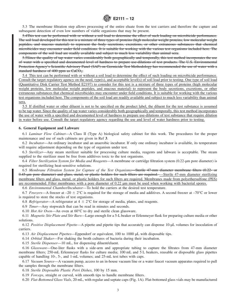 REDLINE ASTM E2111-12 - Standard Quantitative Carrier Test Method to Evaluate the Bactericidal, Fungicidal, Mycobactericidal, and Sporicidal Potencies of Liquid Chemicals