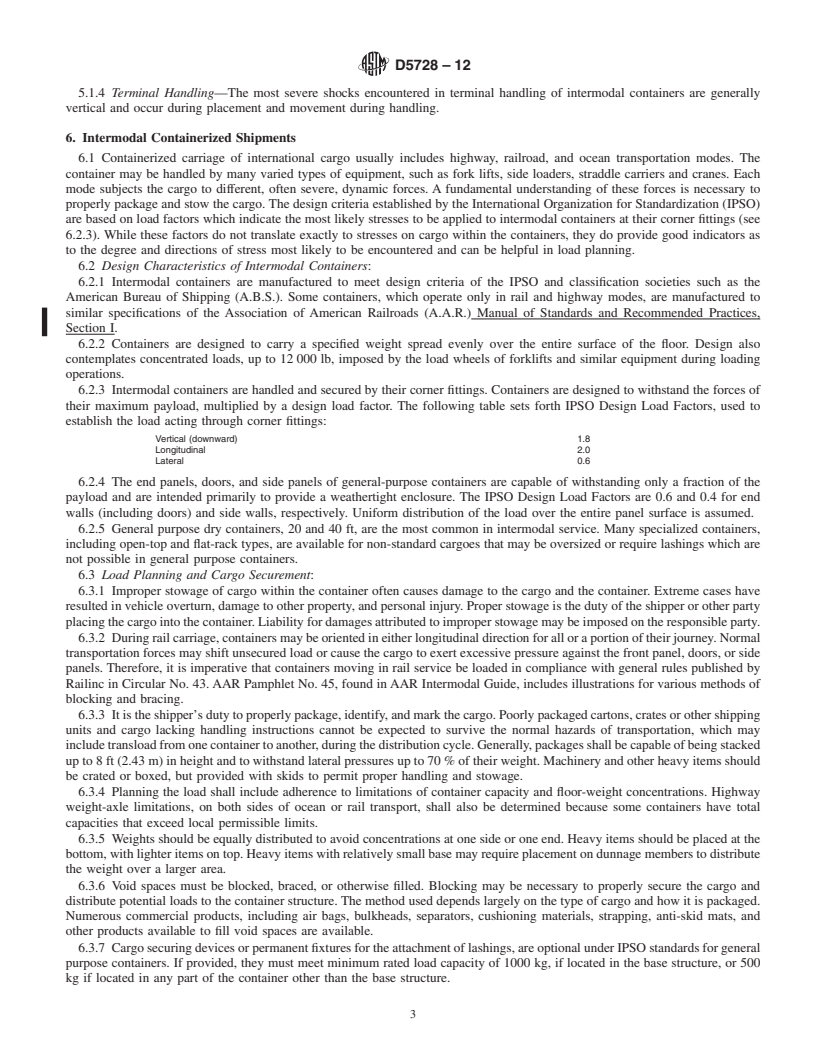 REDLINE ASTM D5728-12 - Standard Practices for  Securement of Cargo in Intermodal and Unimodal Surface Transport