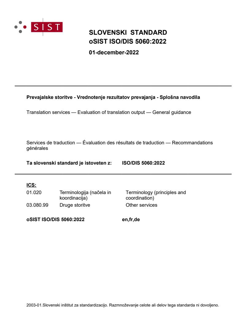 ISO/DIS 5060:2022 - BARVE