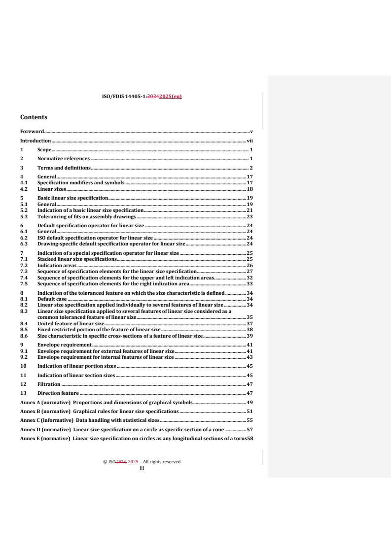 REDLINE ISO/FDIS 14405-1 - Geometrical product specifications (GPS) — Dimensional tolerancing — Part 1: Linear sizes
Released:26. 03. 2025