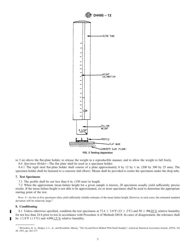 REDLINE ASTM D4495-12 - Standard Test Method for  Impact Resistance of Poly(Vinyl Chloride) (PVC) Rigid Profiles by Means of a Falling Weight