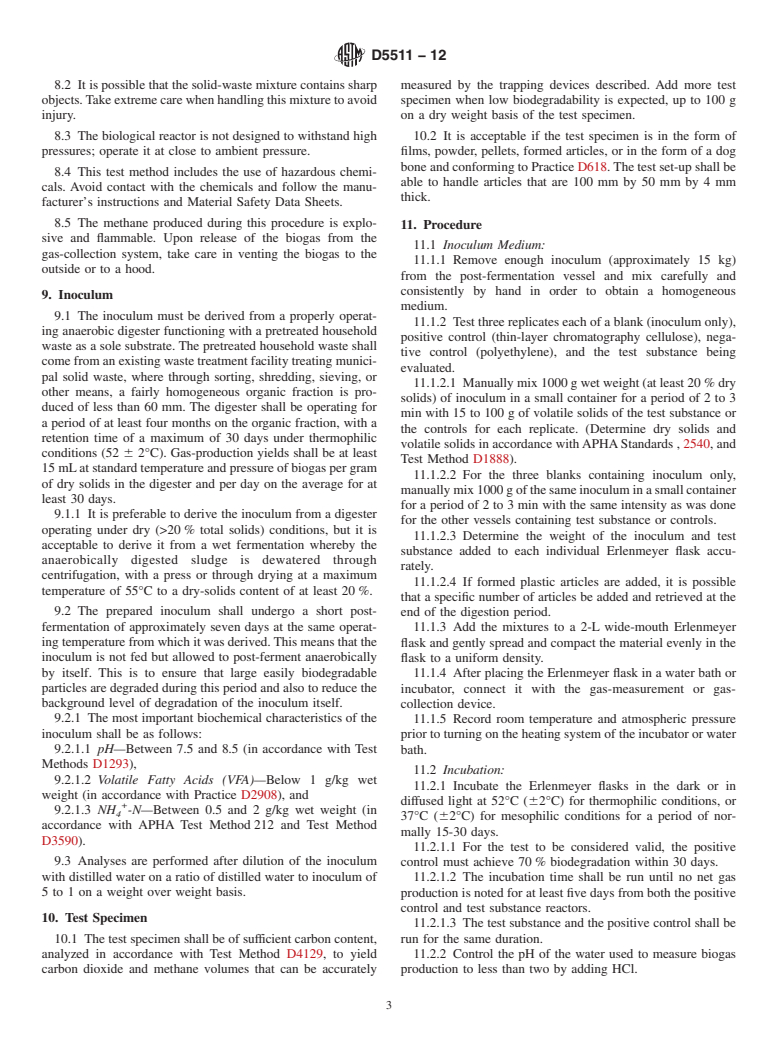 ASTM D5511-12 - Standard Test Method for  Determining Anaerobic Biodegradation of Plastic Materials Under High-Solids Anaerobic-Digestion Conditions