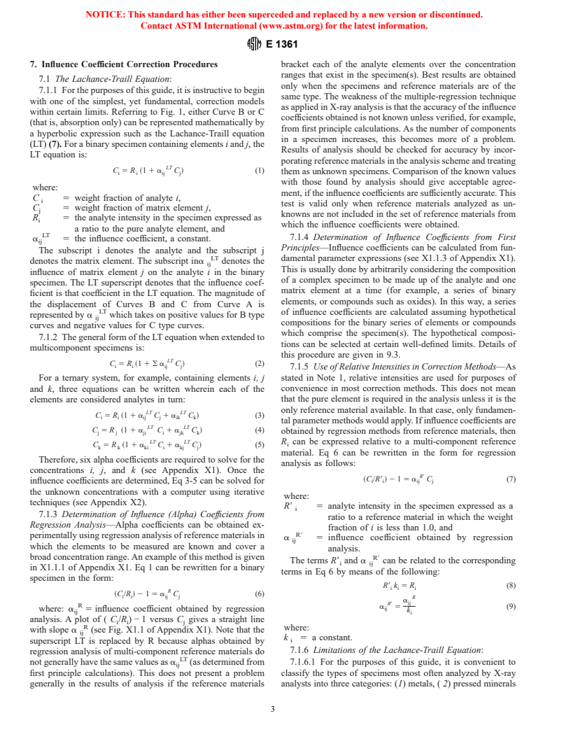 ASTM E1361-90(1999) - Standard Guide for Correction of Interelement Effects in X-Ray Spectrometric Analysis