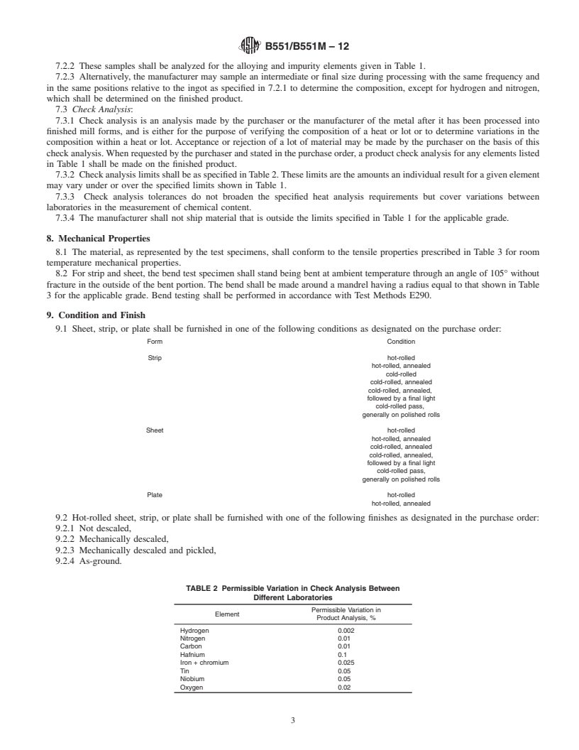 REDLINE ASTM B551/B551M-12 - Standard Specification for Zirconium and Zirconium Alloy Strip, Sheet, and Plate