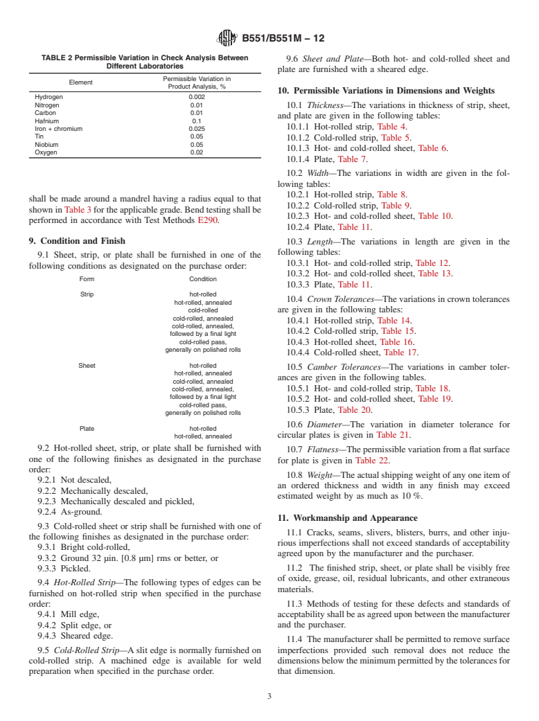 ASTM B551/B551M-12 - Standard Specification for Zirconium and Zirconium Alloy Strip, Sheet, and Plate