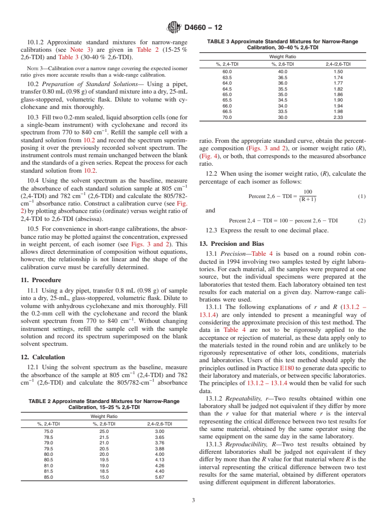 ASTM D4660-12 - Standard Test Methods for Polyurethane Raw Materials: Determination of the Isomer Content of Toluenediisocyanate