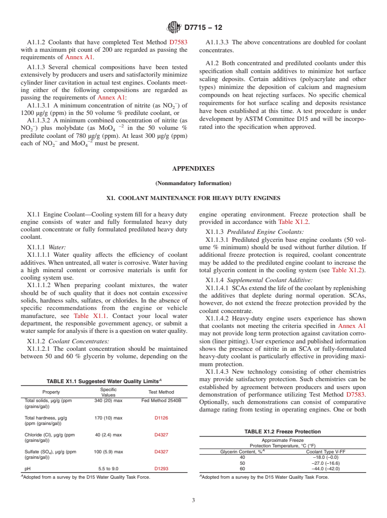 ASTM D7715-12 - Standard Specification for Fully-Formulated Glycerin Base Engine Coolant for Heavy-Duty Engines