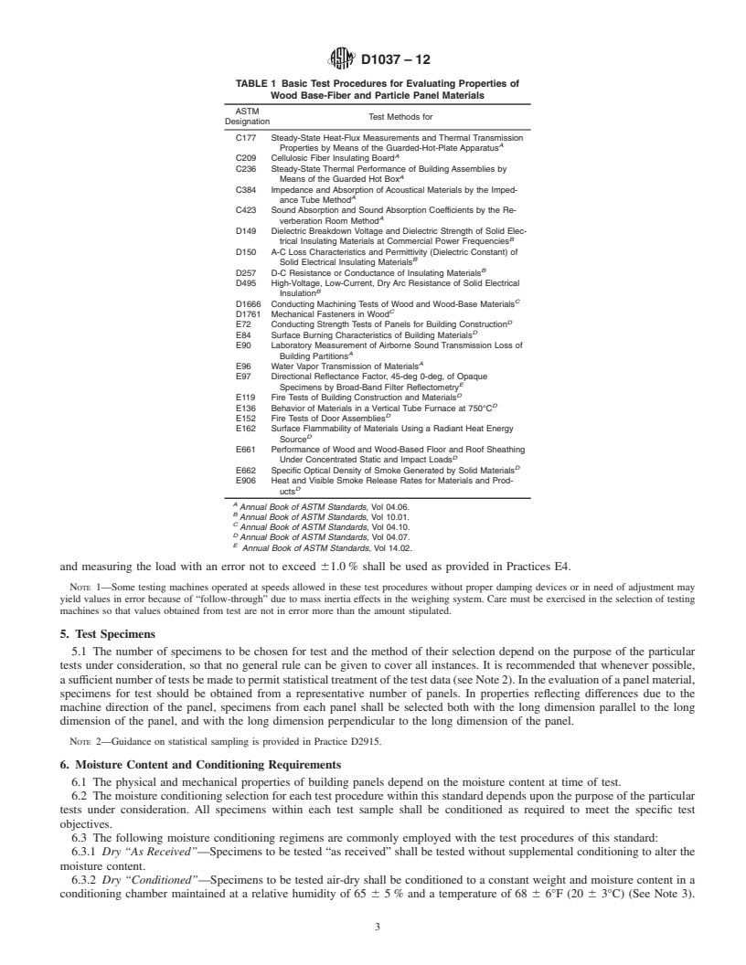 REDLINE ASTM D1037-12 - Standard Test Methods for Evaluating Properties of Wood-Base Fiber and Particle Panel Materials