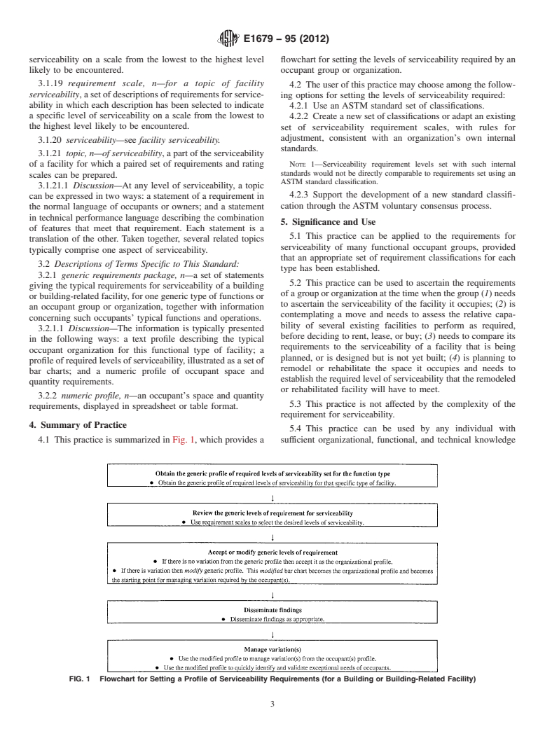 ASTM E1679-95(2012) - Standard Practice for  Setting the Requirements for the Serviceability of a Building or Building-Related Facility