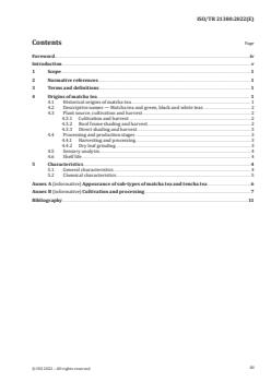 ISO/TR 21380:2022 - Matcha tea — Definition and characteristics
Released:4/11/2022 - Page 3 preview