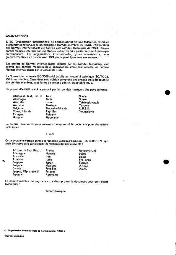 ISO 3006:1976 ISO 3006:1976 - Véhicules routiers -- Roues pour voitures particulieres -- Méthodes d'essai - Page 2 preview
