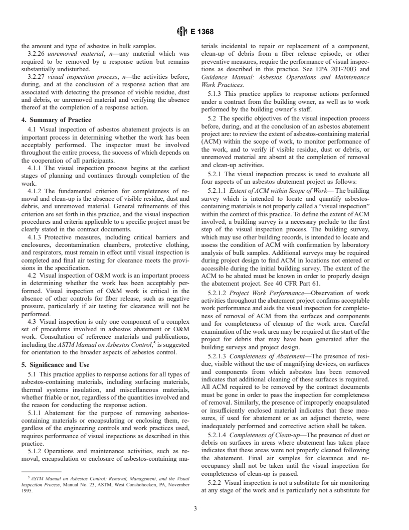 ASTM E1368-00 - Standard Practice for Visual Inspection of Asbestos Abatement Projects