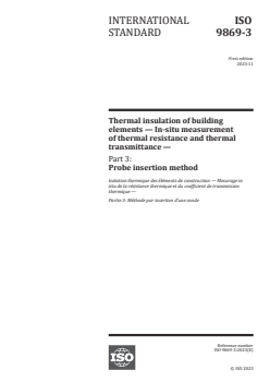 ISO 9869-3:2023 ISO 9869-3:2023 - Thermal insulation of building elements — In-situ measurement of thermal resistance and thermal transmittance — Part 3: Probe insertion method
Released:27. 11. 2023 - Page 1 preview