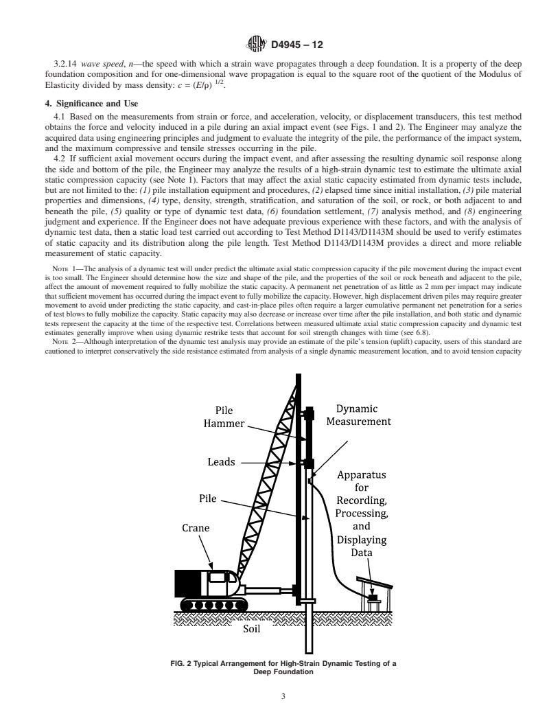 REDLINE ASTM D4945-12 - Standard Test Method for High-Strain Dynamic Testing of Deep Foundations