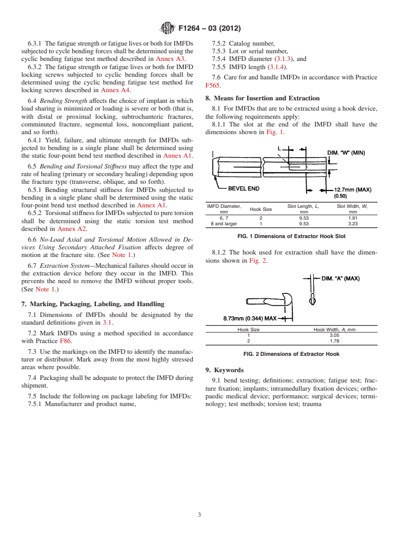 ASTM F1264-03(2012) - Standard Specification and Test Methods for Intramedullary Fixation Devices