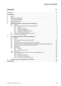 ISO/TR 23249:2022 ISO/TR 23249:2022 - Blockchain and distributed ledger technologies – Overview of existing DLT systems for identity management
Released:5/18/2022 - Page 3 preview