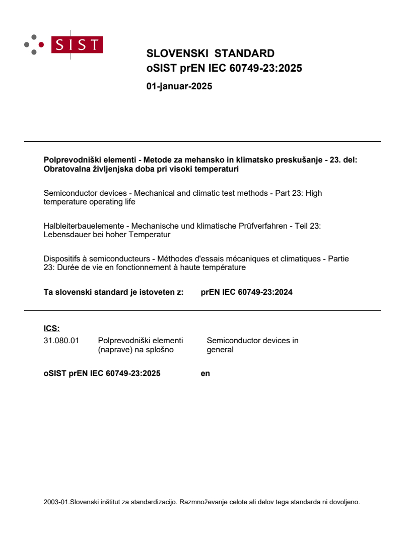 prEN IEC 60749-23:2025
