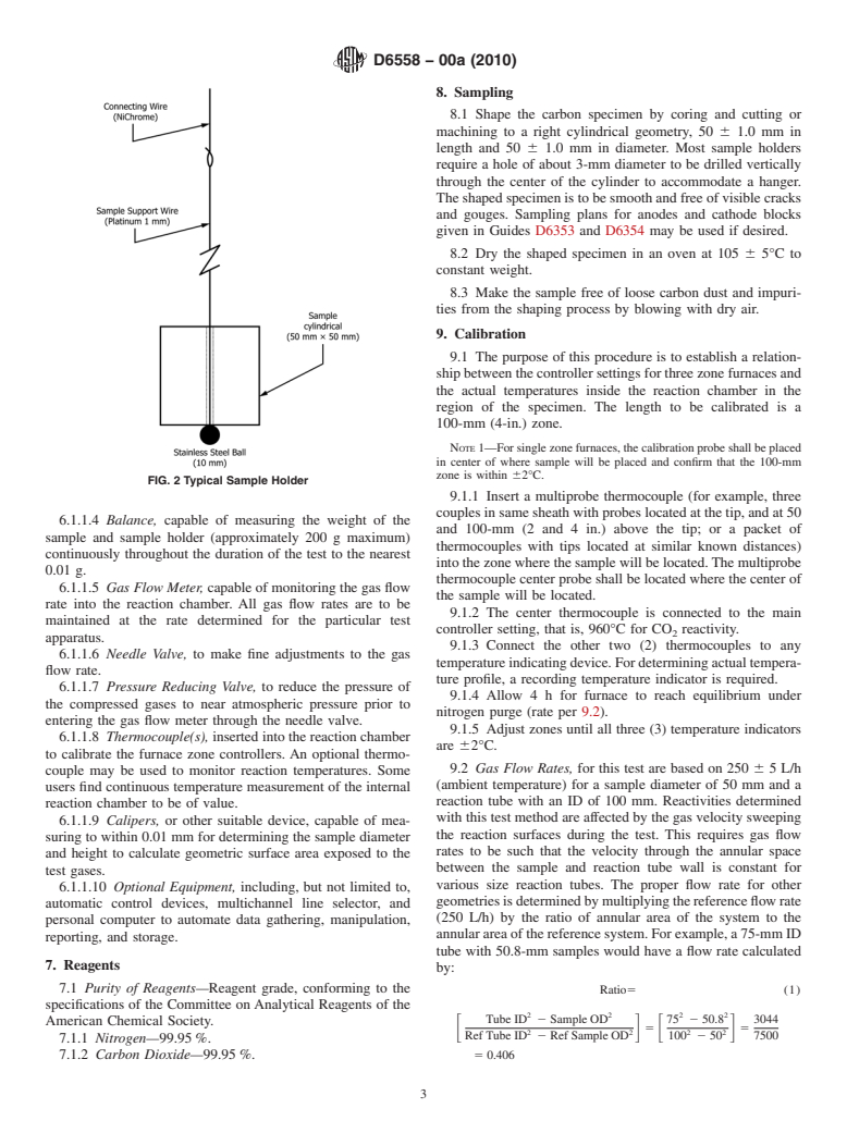 ASTM D6558-00a(2010) - Standard Test Method for Determination of TGA CO<inf>2</inf> Reactivity of Baked Carbon Anodes and Cathode Blocks