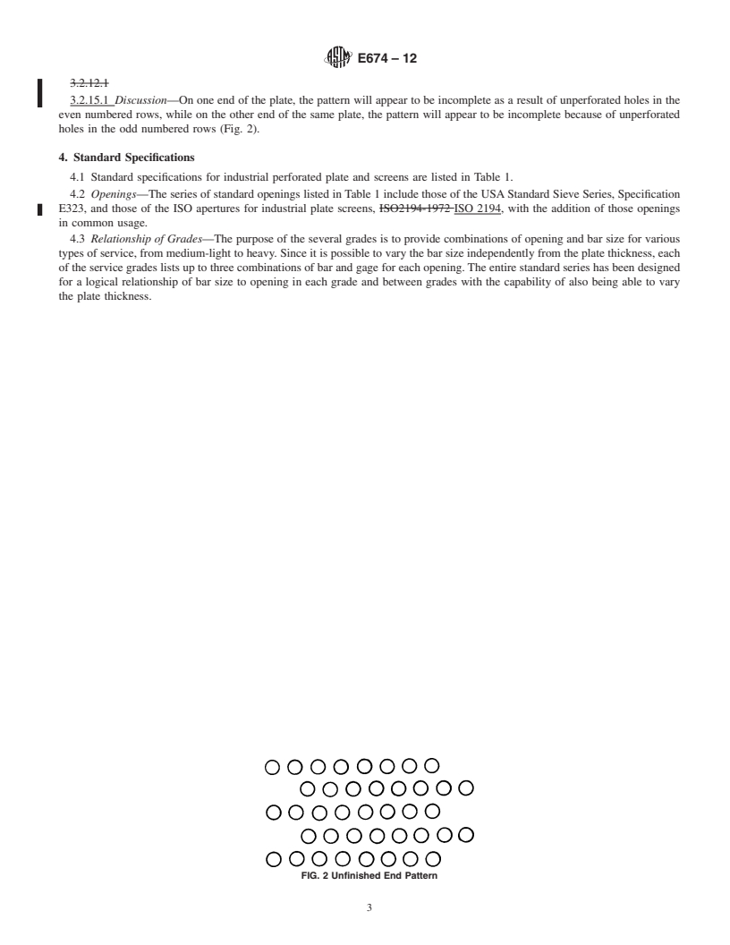 REDLINE ASTM E674-12 - Standard Specification for  Industrial Perforated Plate and Screens (Round Opening Series)