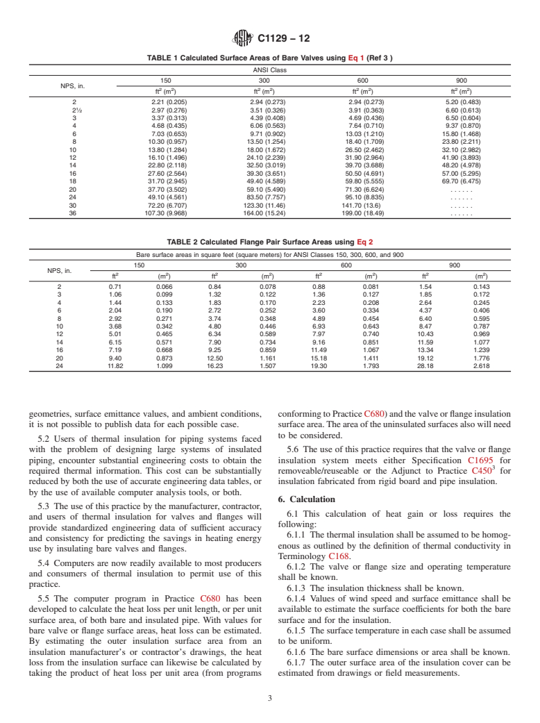 ASTM C1129-12 - Standard Practice for Estimation of Heat Savings by Adding Thermal Insulation to Bare Valves and Flanges