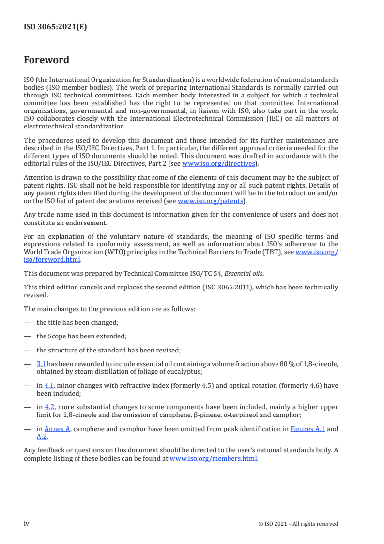 ISO 3065:2021 ISO 3065:2021 - Essential oil of Eucalyptus, Australian type
Released:6/2/2021 - Page 4 preview