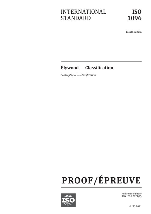ISO/PRF 1096:Version 10-apr-2021 - Plywood -- Classification