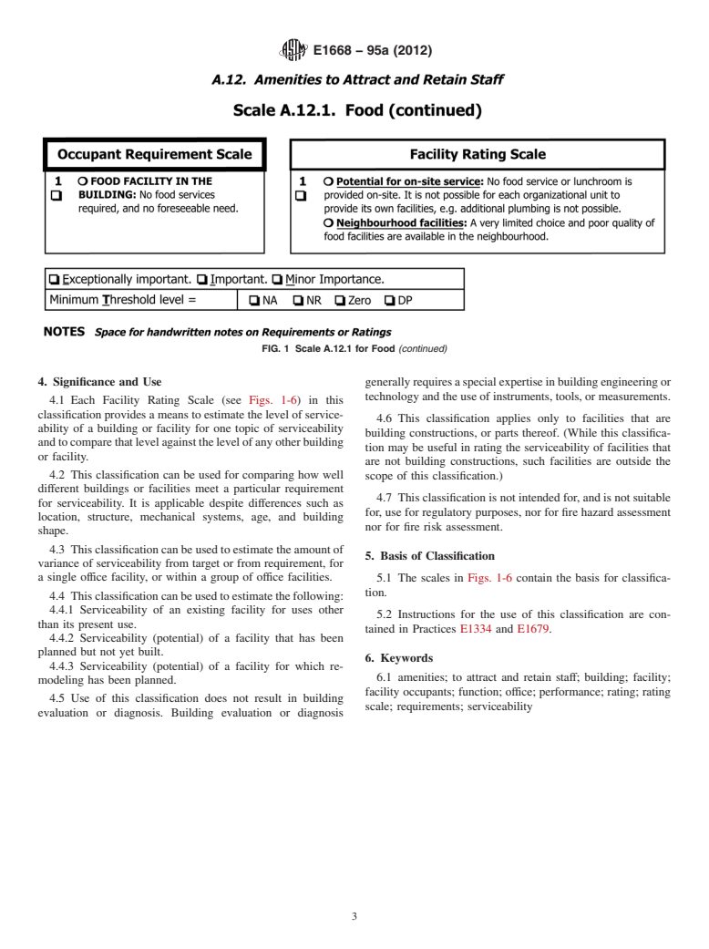 ASTM E1668-95a(2012) - Standard Classification for  Serviceability of an Office Facility for Amenities to Attract and Retain Staff