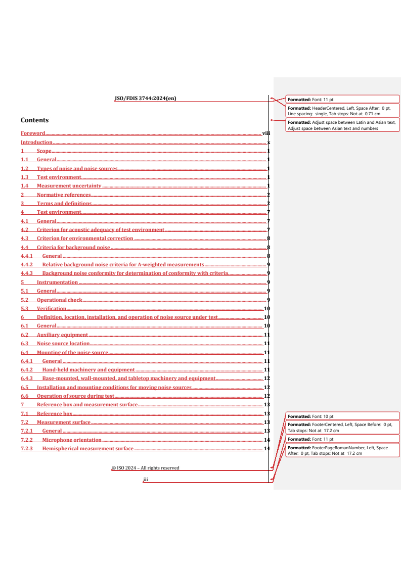 REDLINE ISO/FDIS 3744 - Acoustics — Determination of sound power levels of noise sources using sound pressure — Engineering methods for an essentially free field over a reflecting plane
Released:16. 07. 2024