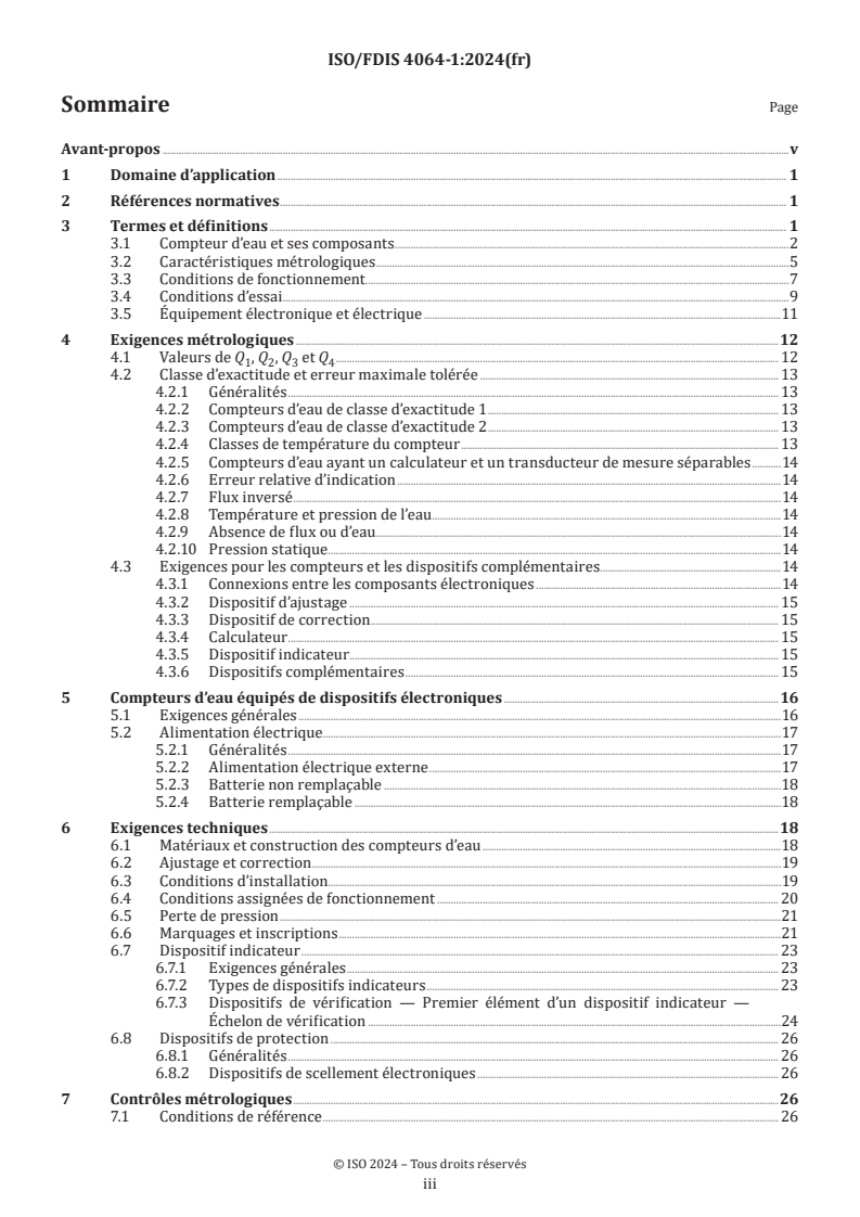 ISO 4064-1 - Compteurs d'eau potable froide et d'eau chaude — Partie 1: Exigences métrologiques et techniques
Released:7/12/2024