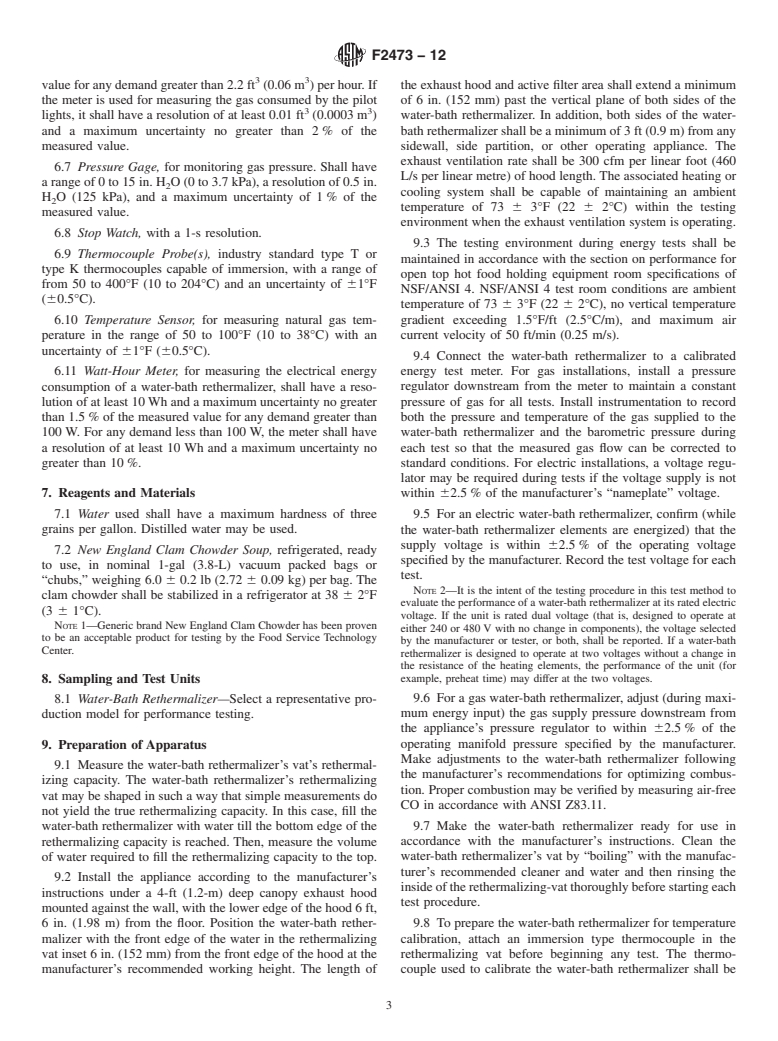 ASTM F2473-12 - Standard Test Method for Performance of Water-Bath Rethermalizers