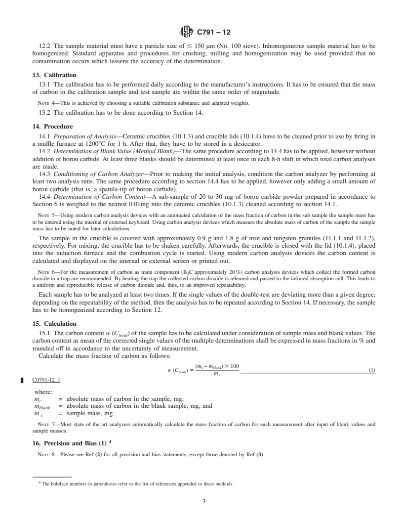 REDLINE ASTM C791-12 - Standard Test Methods for  Chemical, Mass Spectrometric, and Spectrochemical Analysis of Nuclear-Grade Boron Carbide