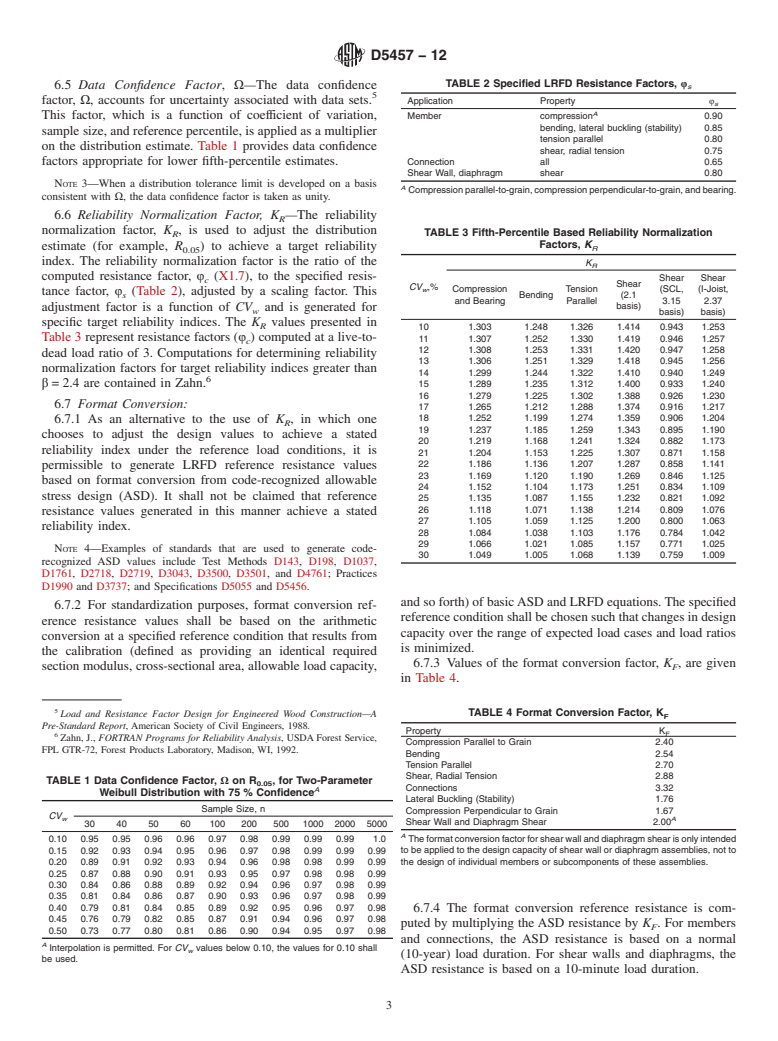 ASTM D5457-12 - Standard Specification for Computing Reference Resistance of Wood-Based Materials and Structural Connections for Load and Resistance Factor Design