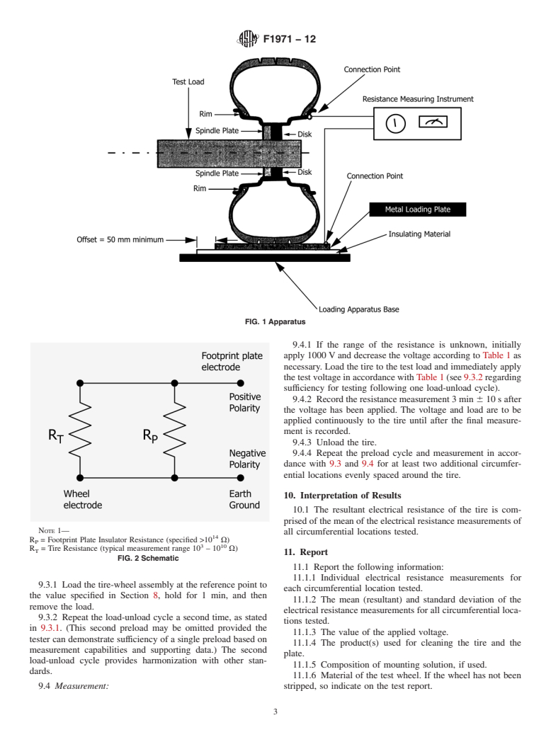 ASTM F1971-12 - Standard Test Method for Electrical Resistance of Tires Under Load On the Test Bench