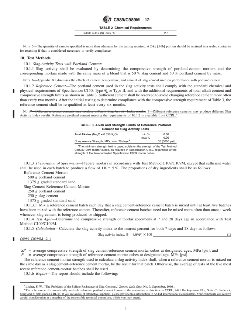 REDLINE ASTM C989/C989M-12 - Standard Specification for   Slag Cement for Use in Concrete and Mortars