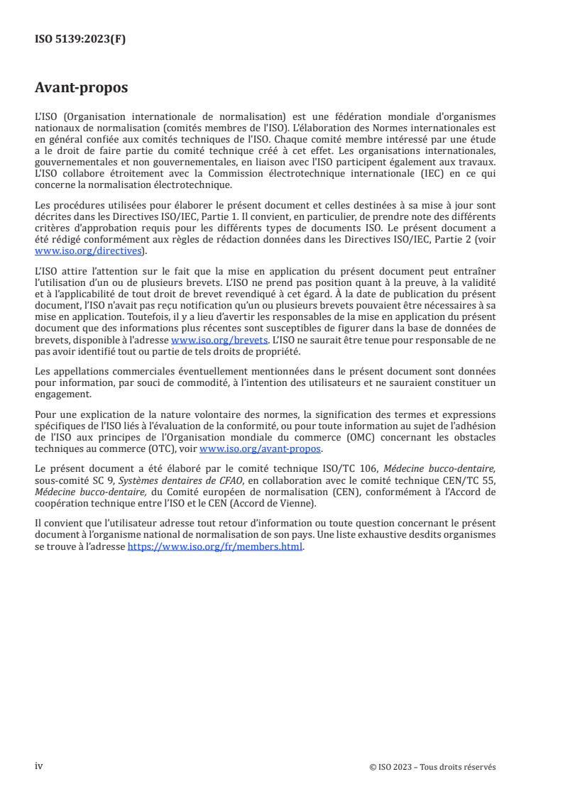 ISO 5139:2023 ISO 5139:2023 - Médecine bucco-dentaire — Ébauches usinables en composite à base de polymères
Released:4. 05. 2023 - Page 4 preview