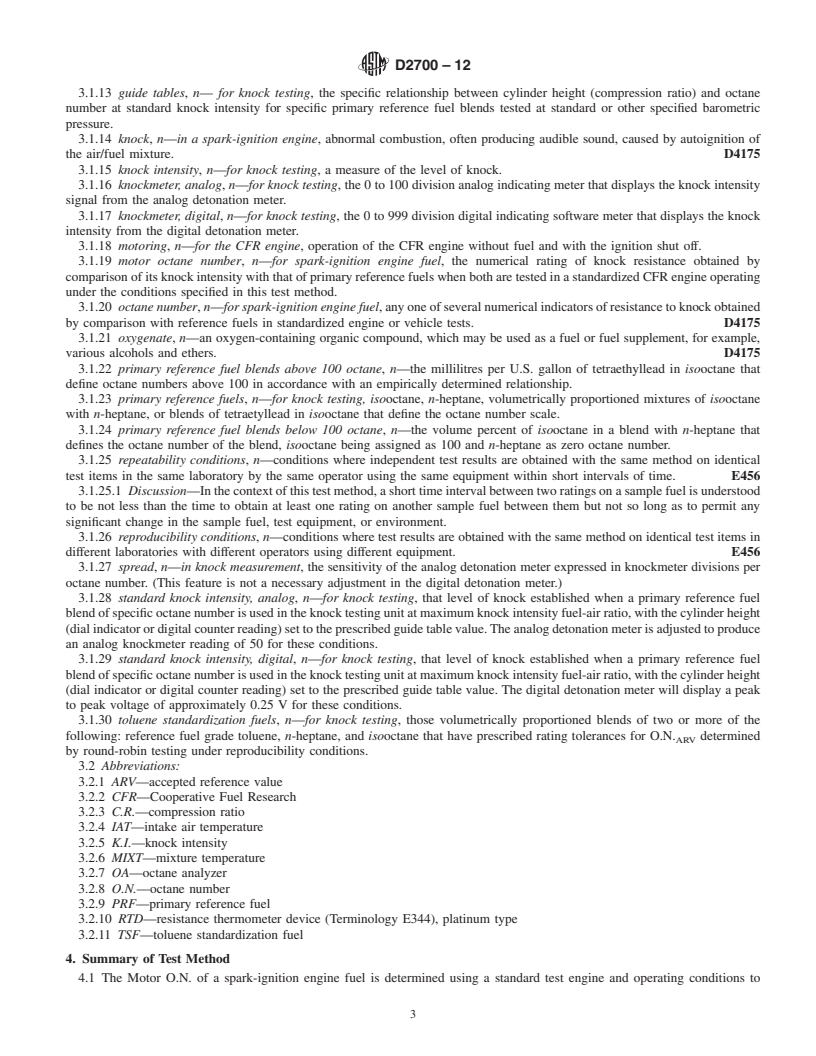 REDLINE ASTM D2700-12 - Standard Test Method for Motor Octane Number of Spark-Ignition Engine Fuel